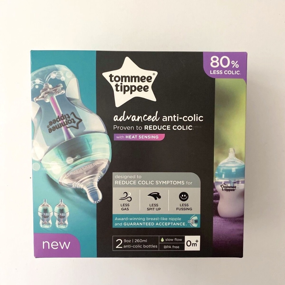 Tommee Tippee Advanced Anti-Colic 9oz Baby Bottle with Heat Sensing 2Pack